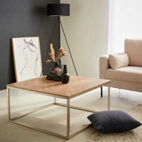 sweeek. Herringbone square coffee table Budapest Natural 80x80x40 cm