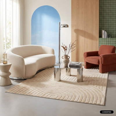 sweeek - Indoor rug with beige arches pattern 120 x 160 cm - Brad