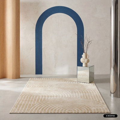 sweeek - Indoor rug with beige arches pattern 200 x 290 cm - Brad