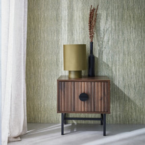 sweeek. Industrial style bedside table with drawer Bazalt Dark wood colour 48x39x50 cm
