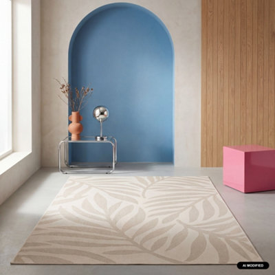 sweeek - Interior/exterior rug with cream beige floral pattern Kate ...