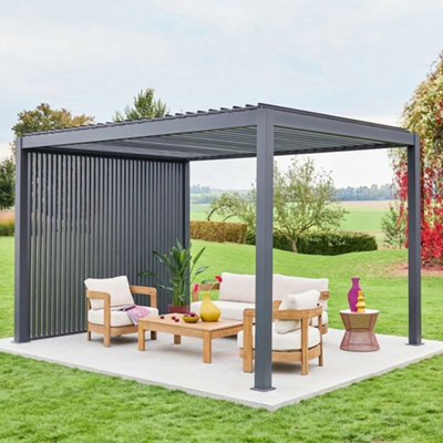 sweeek - Louvered pergola aluminium 4 x 3m + 3 100cm vertical louver ...