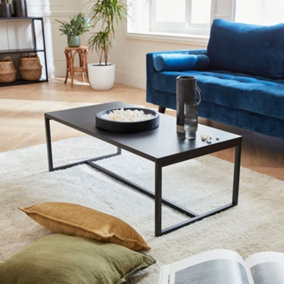 sweeek. Metal coffee table with metal legs Industrielle Black 100x50x36 cm