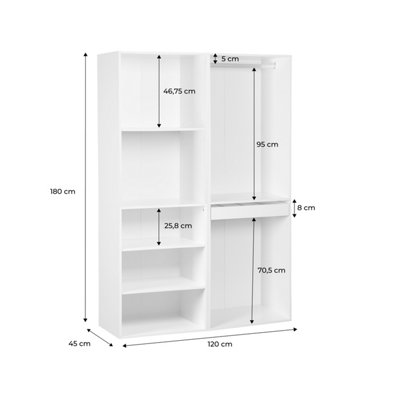 sweeek - Modular dressing kit with 2 elements Modulo White 120x45x180 cm