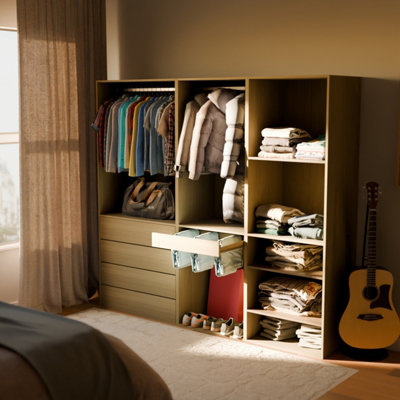 sweeek - Modular dressing kit with 3 elements Modulo Natural 200x45x180 cm