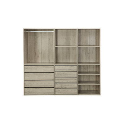 sweeek - Modular dressing kit with 3 elements Modulo Natural 200x45x180 cm