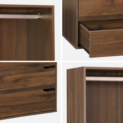 sweeek. Modular open wardrobe drawer and rail unit Modulo Walnut ...