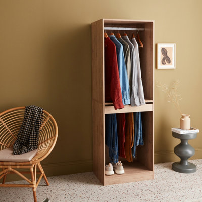 sweeek. Modular open wardrobe rail unit 60x45x180cm Modulo 1 clothes rail 1 trouser rack Natural