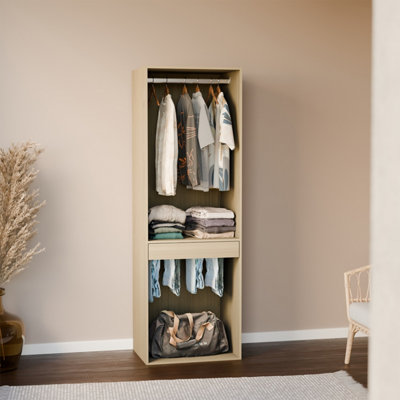 sweeek - Modular open wardrobe rail unit Modulo Natural 60x45x180 cm
