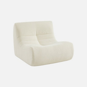 sweeek. Modular scandinavian armchair in textured boucle fabric  Sokol White 105x91x72 cm