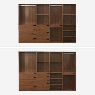 sweeek - Modular wardrobe kit with 4 units Modulo Walnut 260x45x180 cm