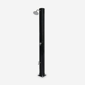 sweeek. Outdoor solar shower 35L tank with tap and mixer - for pool hot tub terrace garden - Gutta - Black
