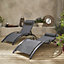 sweeek Pair of aluminium and textilene sun loungers 4 reclining positions headrest included stackable - Louisa - Anthracite