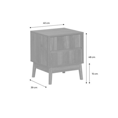 sweeek - Pair of grooved bedside tables with wooden effect Dark wood colour 39x40x48 cm - Linear
