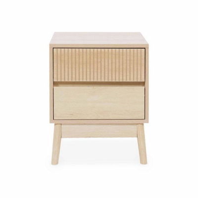 sweeek - Pair of grooved bedside tables with wooden effect Linear ...