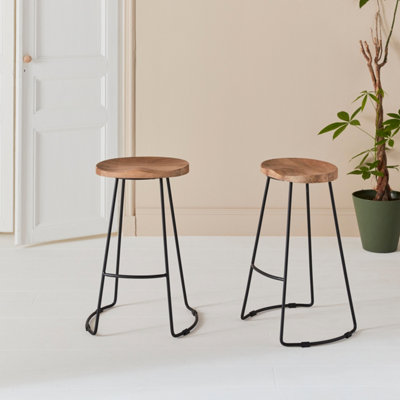 Wood and black 2024 metal stools