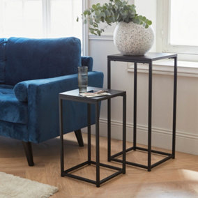 sweeek. Pair of industrial side tables Industrielle Black 34x34x74 cm