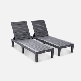 Black Plastic Sunloungers Garden seating B Q