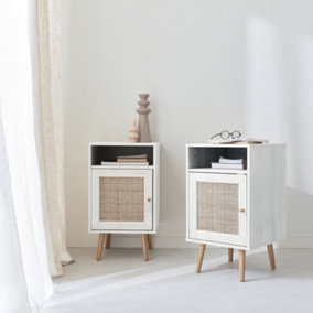 sweeek. Pair of scandi-style bedside tables with cupboard Boheme Blanc cassé 39x40x70 cm