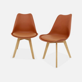 sweeek. Pair of scandi-style dining chairs terracota L49 x D55 x H81cm NILS