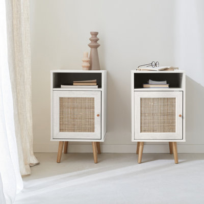 White and deals cane bedside table