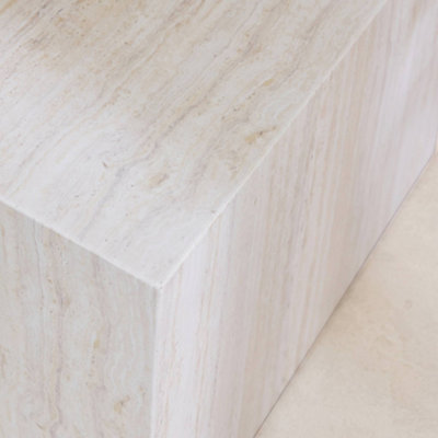 sweeek - Pair of square coffee tables with marble effect White 58x58x40 ...