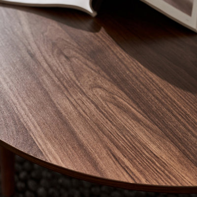sweeek. Pair of walnut nesting coffee tables with wood effect Nepal Walnut wood-effect 70x70x38 cm
