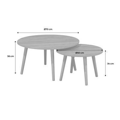 sweeek. Pair of walnut nesting coffee tables with wood effect Nepal Walnut wood-effect 70x70x38 cm