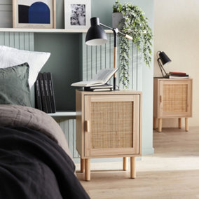 sweeek. Pair of woven rattan bedside tables Camargue Natural 40x30x58 cm