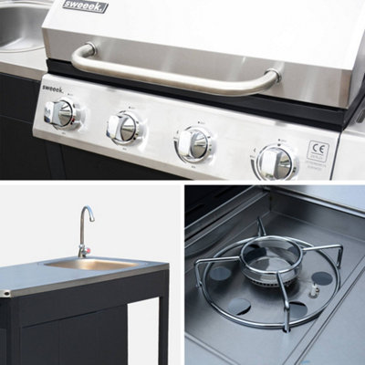sweeek - Rochefort - 5-burner gas barbecue with sink board utensils ...