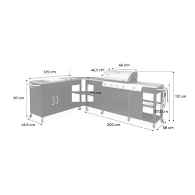 sweeek - Rochefort - 5-burner gas barbecue with sink board utensils ...
