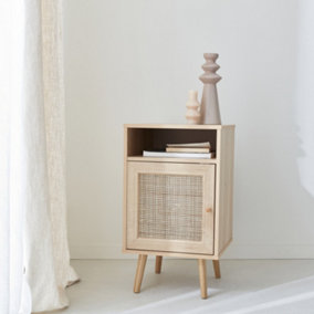 sweeek. Scandi-style bedside table with drawer Boheme Natural 39x40x70 cm