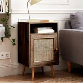sweeek. Scandi-style bedside table with drawer Boheme Walnut 39x40x70 cm
