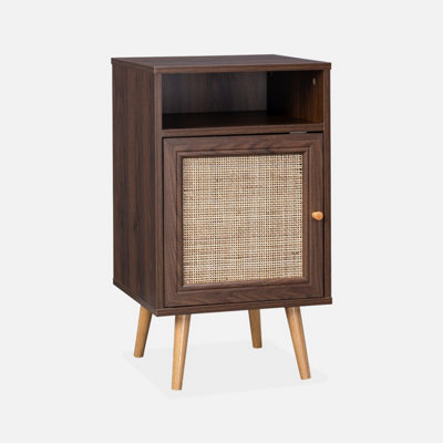 sweeek. Scandi-style bedside table with drawer Boheme Walnut 39x40x70 cm