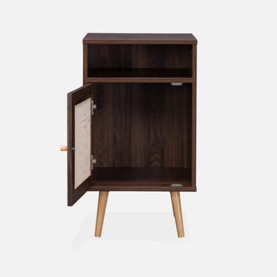 sweeek. Scandi-style bedside table with drawer Boheme Walnut 39x40x70 cm