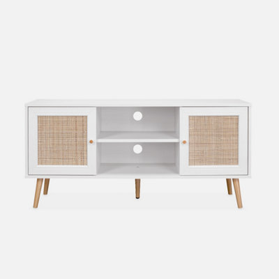 White rattan tv deals unit