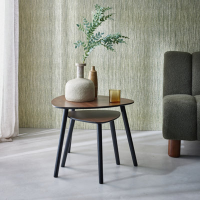 sweeek. Scandinavian nesting tables in MDF Lena Walnut 60x60x48 cm