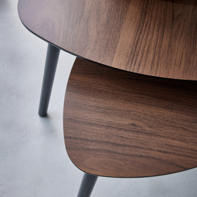 sweeek. Scandinavian nesting tables in MDF Lena Walnut 60x60x48 cm