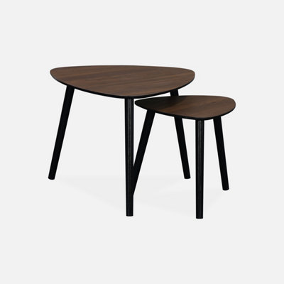 sweeek. Scandinavian nesting tables in MDF Lena Walnut 60x60x48 cm