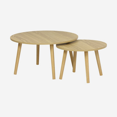sweeek. Set of 2 Nepal ash-effect round coffee tables