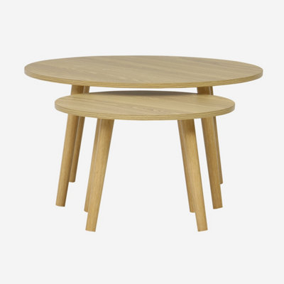 sweeek. Set of 2 Nepal ash-effect round coffee tables