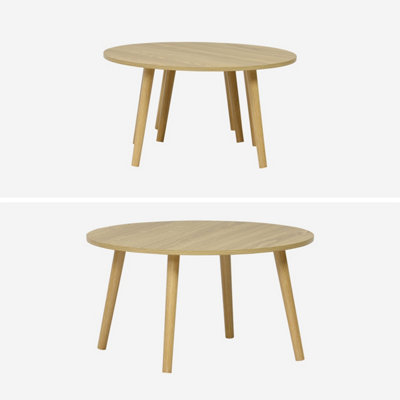 sweeek. Set of 2 Nepal ash-effect round coffee tables