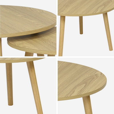 sweeek. Set of 2 Nepal ash-effect round coffee tables