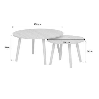 sweeek. Set of 2 Nepal ash-effect round coffee tables