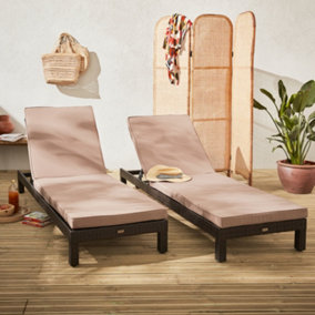 sweeek. Set of 2 rattan sun loungers ready assembled reinforced aluminum - Pisa - Brown rattan Beige-Brown cushion