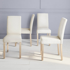sweeek. Set of 4 fabric dining chairs with wooden legs - Rita - Beige