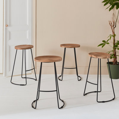 4 wooden deals bar stools