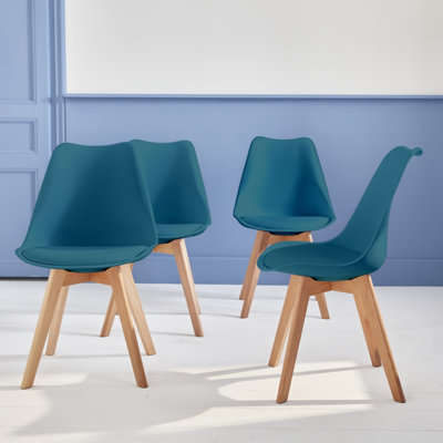 sweeek. Set of 4 Scandi style dining chairs with wooden legs