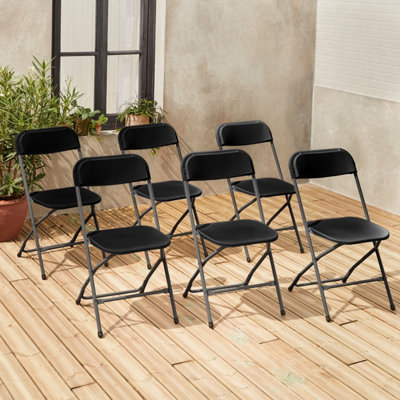 sweeek. Set of 6 folding event chairs Fiesta Charcoal Grey 44x81x50 cm