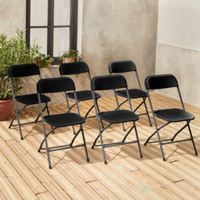 sweeek. Set of 6 folding event chairs Fiesta Charcoal Grey 44x81x50 cm